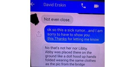 Libby delphi murders leaked texts - In June 2015, less than two years before Libby German and Abby Williams were murdered in Delphi, Indiana, their accused killer Richard Allen was involved in a domestic incident. nypost.com Sheriff Tobe Leazenby said Allen, a dad of one and a CVS technician, was allegedly drunk, and his wife took him to a hospital for a medical evaluation.